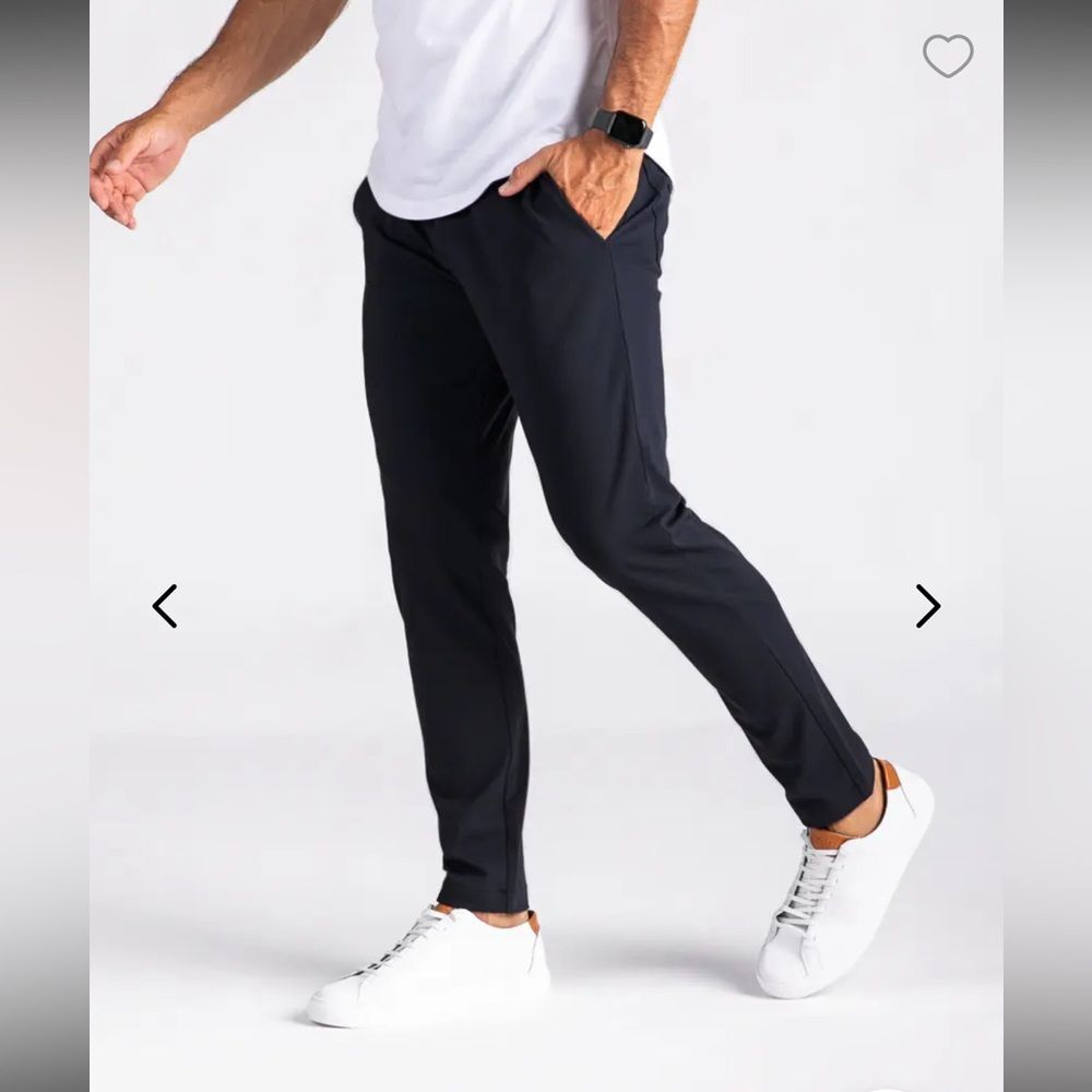 BYLT‎ basics men’s everyday pant 2.0 in navy - button and zipper closure